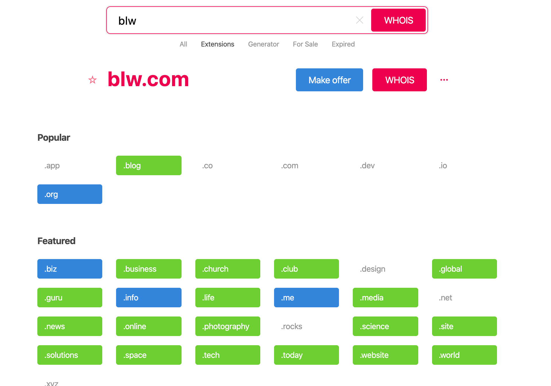 Instantdomainsearch.com Screenshot